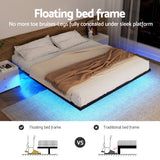 Monaco Metal Platform Bed Base with Smart LED Lights Floating Effect - Black Double