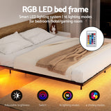 Monaco Metal Platform Bed Base with Smart LED Lights Floating Effect - Black King