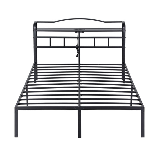 Trista Bed Frame with Charging Station - Black Double