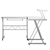 Artiss Computer Desk L-Shape Keyboard Tray Shelf White