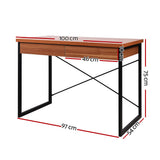Artiss Computer Desk Drawer Storage Walnut 100cm