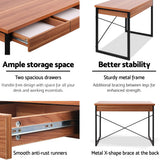 Artiss Computer Desk Drawer Storage Walnut 100cm