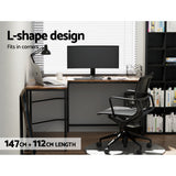 Artiss Computer Desk L-Shape CPU Stand Brown 147cm