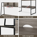 Artiss Computer Desk Bookshelf Storage Grey 100cm