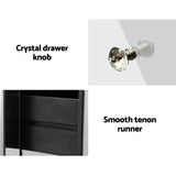 Rouyn Mirrored Bedside Table Mirrored Furniture Mirror Glass with 3 Drawers - Silver