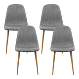 Randy Set of 4 Dining Chairs Linen Curved Slope - Grey