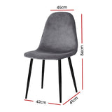 Randy Set of 4 Velvet Curved Slope - Grey