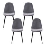 Randy Set of 4 Velvet Curved Slope - Grey