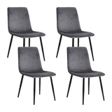 Ramsey Set of 4 Dining Chairs Velvet Horizontal Slope - Grey