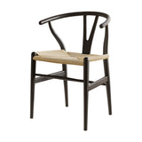 Maud Dining Chair Wooden Rattan Wishbone - Black
