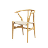 Maud Dining Chairs Wooden Kraft Paper Seat Wishbone Back - Natural Wood