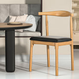 Esme Dining Chair Rubber Wood Leather Seat - Pine & Black