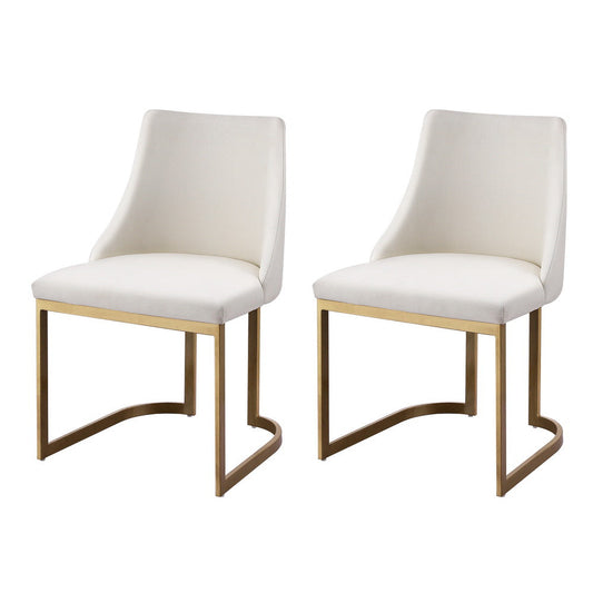 Isobel Set of 2 Dining Chairs Linen Fabric -  Beige