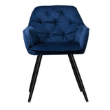 Everly Set of 2 Dining Chairs Velvet Diamond Tufted Armchair - Blue