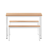 Dining Table and Chairs Set 3PCS Metal Desk Bench Sets Kitchen Furniture