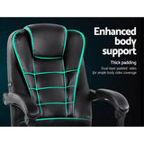 Artiss Massage Office Chair Executive Computer Gaming Chairs Black PU Leather