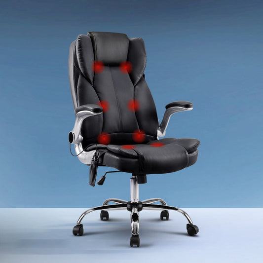 Artiss 8 Point Massage Office Chair Pu Leather Black