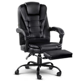Artiss 2 Point Massage Office Chair Pu Leather Footrest Black