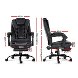 Artiss 2 Point Massage Office Chair Pu Leather Footrest Black
