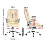 Artiss Executive Office Chair Leather Tilt Beige