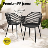 Gerald Set of 4 Outdoor Dining Chairs PP Lounge Chair Patio Furniture Garden - Black