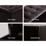 Storage Ottoman Blanket Box Footstool Leather Foot Stool Chest Toy Brown