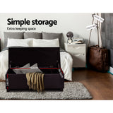 Storage Ottoman Blanket Box Footstool Leather Foot Stool Chest Toy Brown