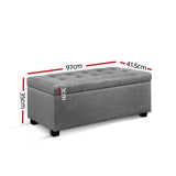 Large Fabric Storage Ottoman - Light Grey