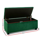 Storage Ottoman Blanket Box 97cm Velvet Green