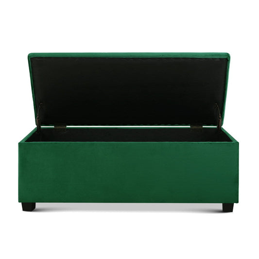 Storage Ottoman Blanket Box 97cm Velvet Green