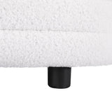 Storage Ottoman Blanket Box 87cm Bouclé Fabric Oval - White