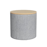 Storage Ottoman Blanket Box 40cm Linen Round - Grey