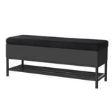 110cm Storage Ottoman Blanket Box Bouclé Shelf - Black