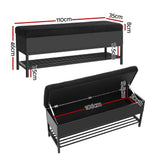 110cm Storage Ottoman Blanket Box Bouclé Shelf - Black