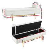 Storage Ottoman Bed 140cm Pillow Bouclé Fabric - White