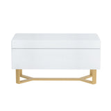 Storage Ottoman Blanket Box Criss-Cross Linen - White