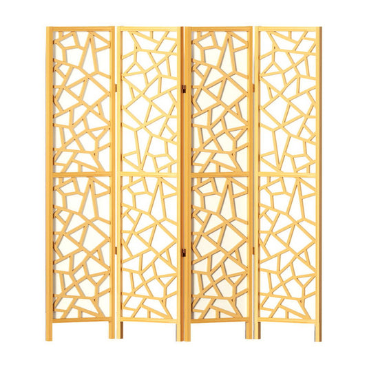 4 Panel Room Divider Screen 162x170cm - Natural