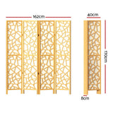 4 Panel Room Divider Screen 162x170cm - Natural