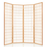 4 Panel Room Divider Screen 174x179cm - Natural