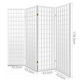 4 Panel Room Divider Screen 174x179cm - White