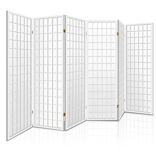 6 Panel Room Divider Screen 261x179cm - White