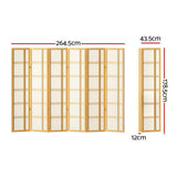 6 Panel Room Divider Screen 265x179cm - Natural