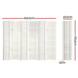 6 Panel Room Divider Screen 265x179cm - White