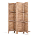 4 Panel Room Divider Screen 163x170cm Shelf - Oak