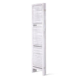 4 Panel Room Divider Screen 163x170cm Shelf - White