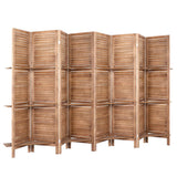 8 Panel Room Divider Screen 326x170cm Shelf - Oak