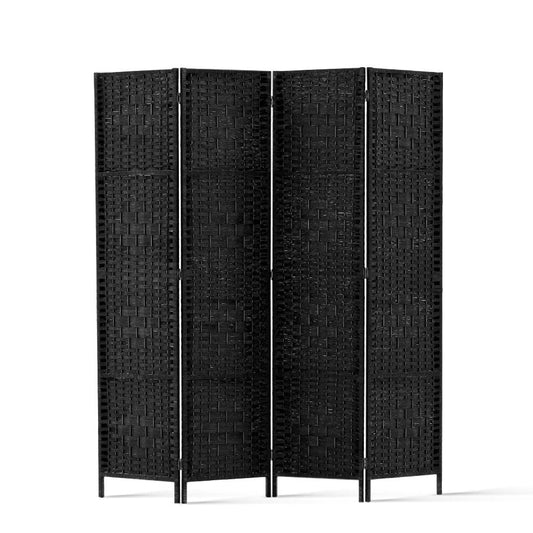 4 Panel Room Divider Screen 163x170cm Woven - Black