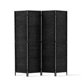 4 Panel Room Divider Screen 163x170cm Woven - Black