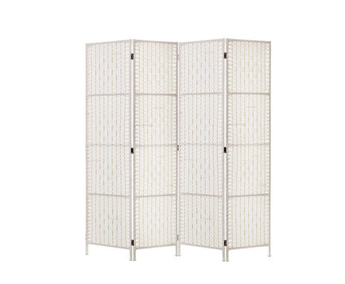4 Panel Room Divider Screen 163x170cm Woven - White