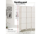 4 Panel Room Divider Screen 163x170cm Woven - White